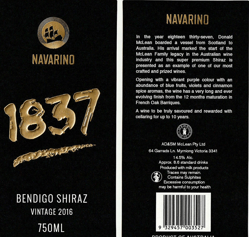 VANG ĐỎ NAVARINO 1837